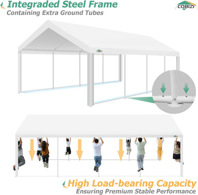 COBIZI 13x26ft Party Tent, Heavy Duty Wedding Tent with Removable Sidewalls, Large Outdoor Event Tent, White Event Shelter, Commercial Canopy Tent with Built-in Sandbags, UV 50+, Waterproof, White