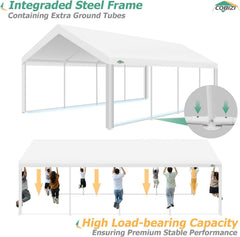 COBIZI 13x26ft Party Tent, Heavy Duty Wedding Tent with Removable Sidewalls, Large Outdoor Event Tent, White Event Shelter, Commercial Canopy Tent with Built-in Sandbags, UV 50+, Waterproof, White