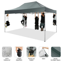 COBIZI 10'x15' Heavy Duty Pop Up Canopy Tent with 4 Sidewalls, Party Tent Outdoor Canopy UV50+ Waterproof Canopy Tent Event Shelter for Parties, Commercial-Series, 3 Adjustable Heights, White