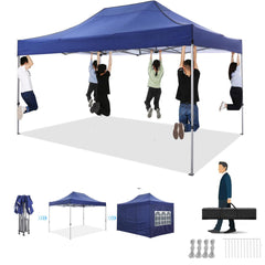 COBIZI 10'x15' Heavy Duty Pop Up Canopy Tent with 4 Sidewalls, Party Tent Outdoor Canopy UV50+ Waterproof Canopy Tent Event Shelter for Parties, Commercial-Series, 3 Adjustable Heights, White