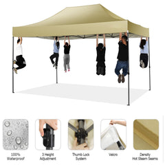 COBIZI 10'x15' Heavy Duty Pop Up Canopy Tent with 4 Sidewalls, Party Tent Outdoor Canopy UV50+ Waterproof Canopy Tent Event Shelter for Parties, Commercial-Series, 3 Adjustable Heights, White