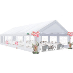 COBIZI 20'x 40' Large Heavy Duty Outdoor Canopy Party Tent & Carport, Upgraded Wedding Event Shelter gazebo with 8 Removable Sidewalls, Big Tent for Birthday Party, Outdoor Event, Wedding, White