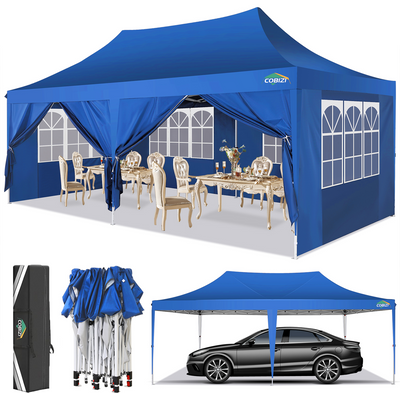 COBIZI 10'x20' Pop Up Canopy Tent with 6 Sidewalls & Carry Bag, 3 Adjustable Heights AMA5813