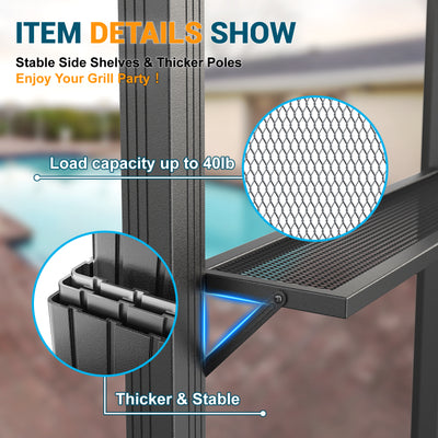 COBIZI 10'x12' Hard Top Grill Gazebo with 2 Side Shelves SPC224