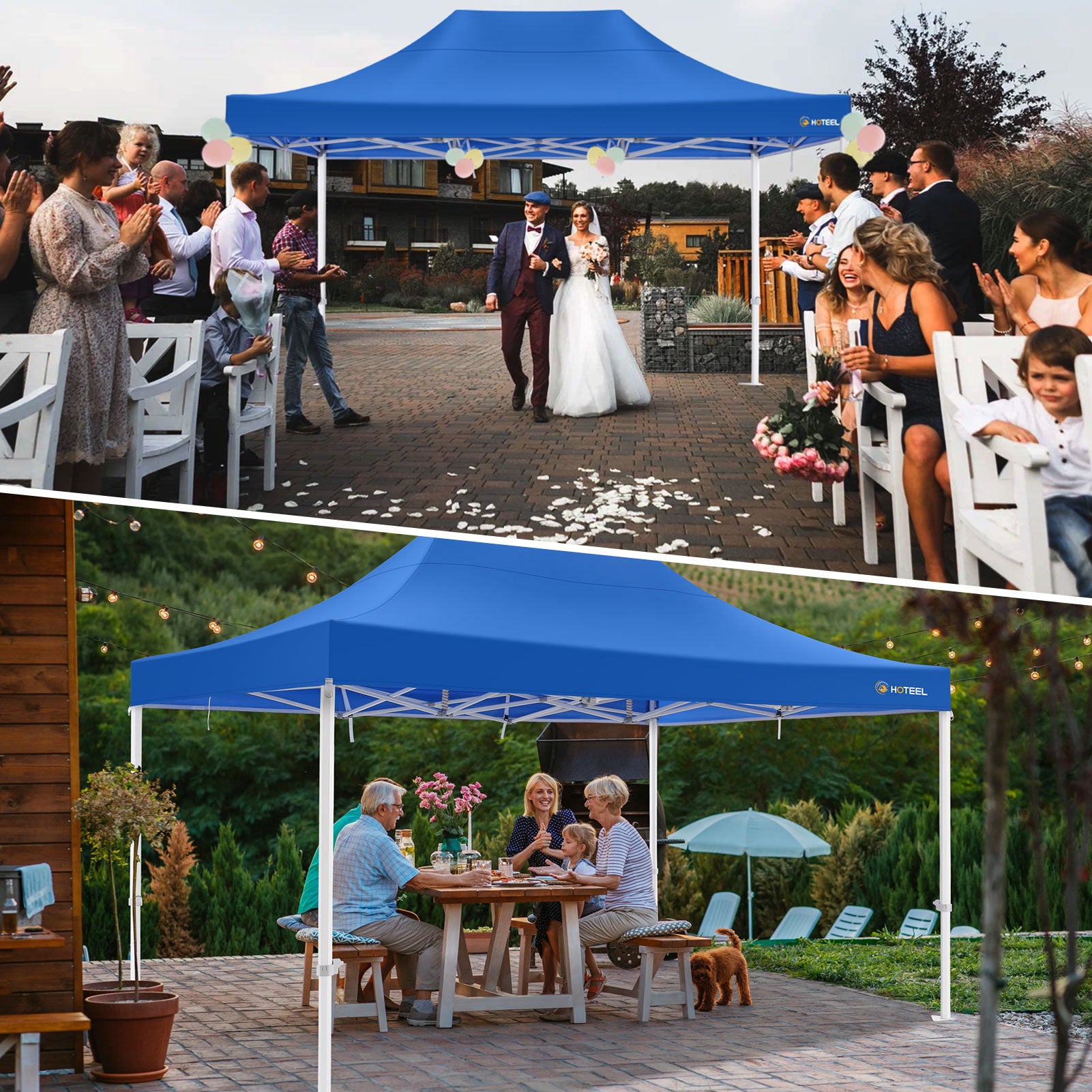HOTEEL 10x15 Pop Up Canopy Tent Heavy Duty Easy Up Outdoor Canopy Commercial Event Tent Wedding with Roller Bag,UV 50+ & Upgraded No Water Accumulation,Thick Hexagonal Legs