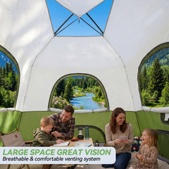 6-8 Person Camping Tent, Easy Setup Waterproof Windproof Backpacking Tent with Removable Rainfly, Lightweight Portable Outdoor Family Tents for Camping, Travel, Fishing, Hiking