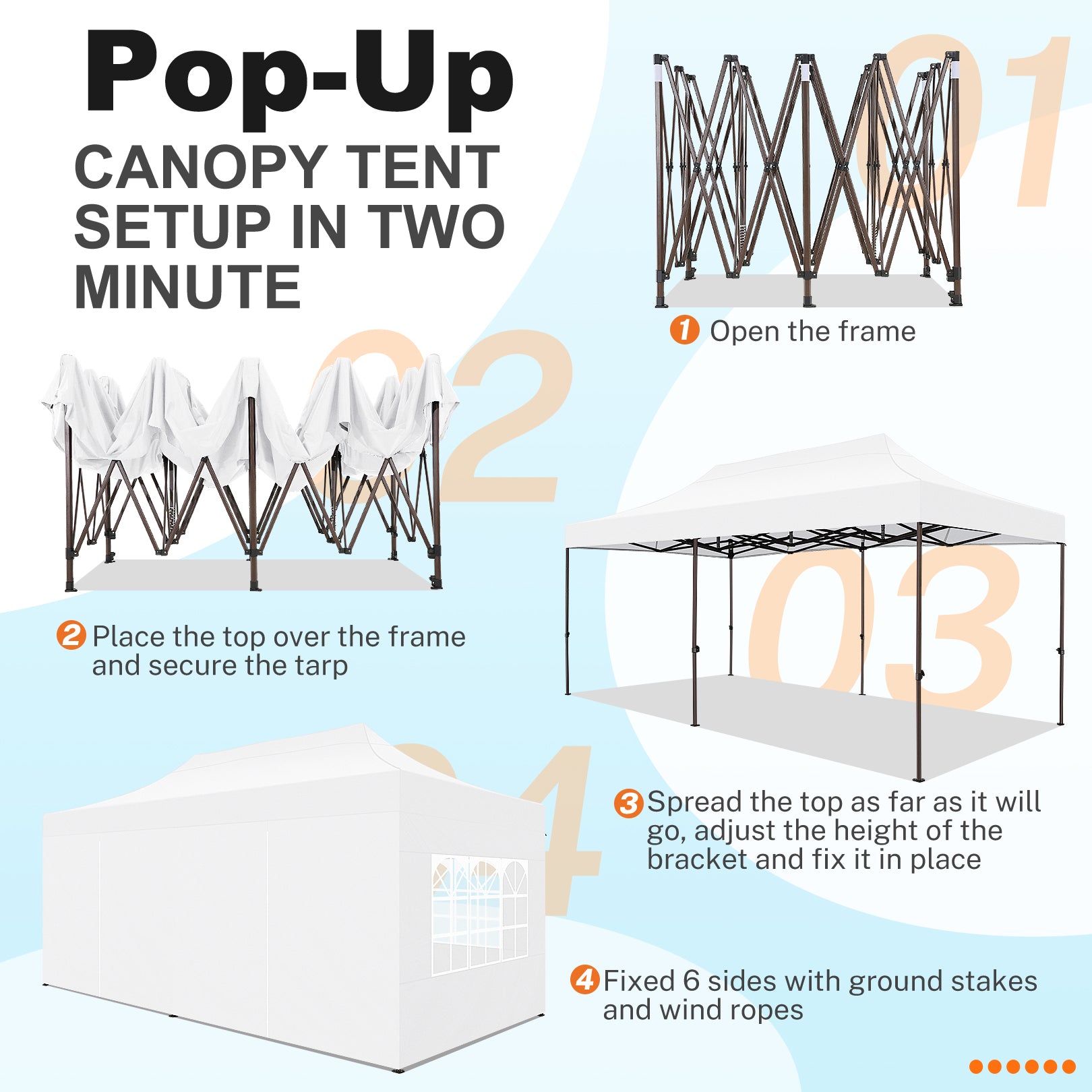 COBIZI 10x20 Pop Up Canopy Tent Heavy Duty with 6 Removable Sidewalls, Commercial Heavy Duty Pop Up Tent for Parties All Weather Waterproof and UV 50+ Wedding Tent with Roller Bag(Legs Upgraded)