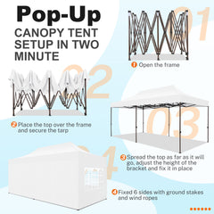 COBIZI 10x20 Pop Up Canopy Tent Heavy Duty with 6 Removable Sidewalls, Commercial Heavy Duty Pop Up Tent for Parties All Weather Waterproof and UV 50+ Wedding Tent with Roller Bag(Legs Upgraded)