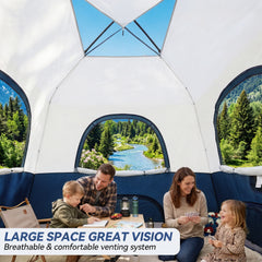 6-8 Person Camping Tent, Easy Setup Waterproof Windproof Backpacking Tent with Removable Rainfly, Lightweight Portable Outdoor Family Tents for Camping, Travel, Fishing, Hiking