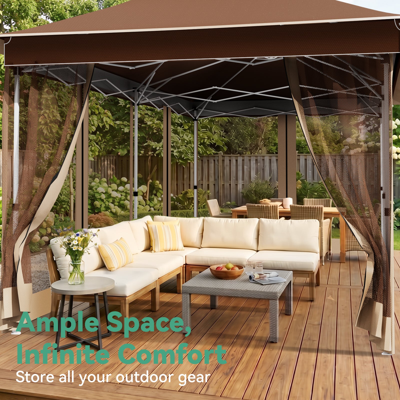 COBIZI 12'x20' Pop Up Gazebo Easy Setup with Mosquito Netting, Brown SPC000251