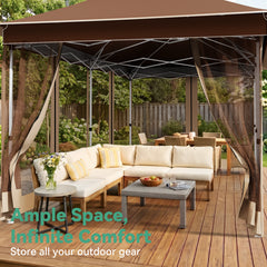 COBIZI 12'x20' Pop Up Gazebo，Easy Setup with Mosquito Netting, Brown SPC000251