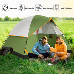 COBIZI 4 Person Tent for Camping, Easy Setup Camping Tent with Rainfly & Screen Windows for Camping/Traveling/Family Gathering/Hiking/Beach