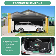 COBIZI 10x20 Pop Up Canopy-Easy Up Carport Canopy with One Push Setup-Outdoor Sun Shade&Waterppof Tent for Parties, Camping, Events-with 2 Sidewalls,Portable Bag,4 Weight Bags,4 Ropes&10 Stakes
