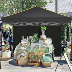 HOTEEL 10' x 10' Outdoor Canopy Party Tent EZ Pop up Canopy Portable Commercial Instant Canopy Shelter Tent Waterproof Gazebo with 4 Sidewalls & Carry Bag,Stakes & Ropes,Black
