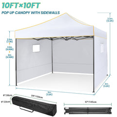 HOTEEL Canopy Tent 10x10 Pop Up Canopy, Outdoor Easy Up Canopy With Sidewalls, Portable Event Tent for Backyard, Parties, Camping, Commercial