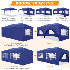 COBIZI 10x20 Pop Up Canopy Tent Heavy Duty with 6 Removable Sidewalls, Commercial Heavy Duty Pop Up Tent for Parties All Weather Waterproof and UV 50+ Wedding Tent with Roller Bag(Legs Upgraded)