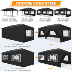 HOTEEL 10'x20' Pop Up Canopy with Sidewalls,Easy Up Canopy Tent with Carry Bag,Outdoor Canopies with 4 Sandbags,Large Tents for Outdoor Events,Wedding,Backyard,Commercial,Black