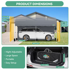 COBIZI 10x20 Pop Up Canopy-Easy Up Carport Canopy with One Push Setup-Outdoor Sun Shade&Waterppof Tent for Parties, Camping, Events-with 2 Sidewalls,Portable Bag,4 Weight Bags,4 Ropes&10 Stakes