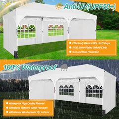 HOTEEL 10'x20' Up Pop Up Canopy Tent, Party Tents with One Push Central Button Air Vent, Instant Canopy Tent with Sidewalls & Reflective Strip