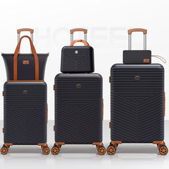 HOTEEL 4 Piece Hardside Luggage Set,Lightweight Travel Suitcases with TSA Lock & Spinner Wheels(13/20/24/28 inch, Black)