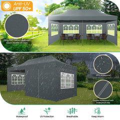 COBIZI 10x20 Pop up Heavy Duty Canopy with 6 Sidewalls,Waterproof Commercial Tent,Outdoor Gazebo for Wedding Party with Wheeled Bag
