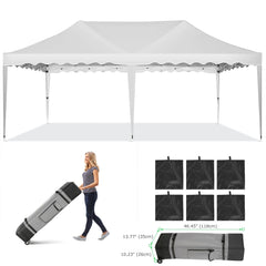 HOTEEL Canopy 10'x20' Pop Up Canopy Tent Heavy Duty Waterproof Adjustable Commercial Instant Canopy Outdoor Party Canopy Parties,Wedding,Outside Patio,Event,Backyard,White