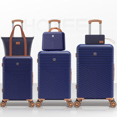 HOTEEL 4 Piece Hardside Luggage Set,Lightweight Travel Suitcases with TSA Lock & Spinner Wheels(13/20/24/28 inch, Black)