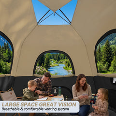 6-8 Person Camping Tent, Easy Setup Waterproof Windproof Backpacking Tent with Removable Rainfly, Lightweight Portable Outdoor Family Tents for Camping, Travel, Fishing, Hiking
