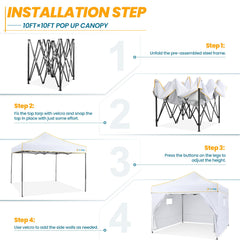 HOTEEL Canopy Tent 10x10 Pop Up Canopy, Outdoor Easy Up Canopy With Sidewalls, Portable Event Tent