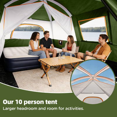 COBIZI 10 Person Large  2 Room Camping Tent With Removable Awning , 3 Minutes Instant Setup SPC269