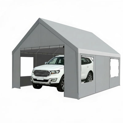 COBIZI 20'x20' Large 2 Cars  Heavy Duty Carport  Canopy, Gray
