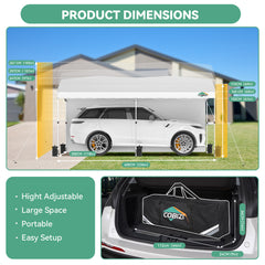COBIZI 10x20 Pop Up Canopy-Easy Up Carport Canopy with One Push Setup-Outdoor Sun Shade&Waterppof Tent for Parties, Camping, Events-with 2 Sidewalls,Portable Bag,4 Weight Bags,4 Ropes&10 Stakes