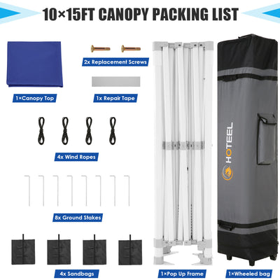 HOTEEL 10x15 Pop Up Canopy Tent Heavy Duty Easy Up Outdoor Canopy Commercial Event Tent Wedding with Roller Bag,UV 50+ & Upgraded No Water Accumulation,Thick Hexagonal Legs