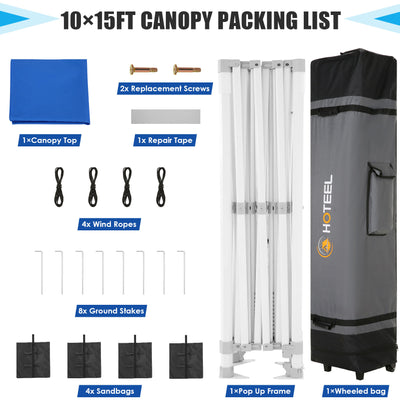 HOTEEL 10x15 Pop Up Canopy Tent Heavy Duty Easy Up Outdoor Canopy Commercial Event Tent Wedding with Roller Bag,UV 50+ & Upgraded No Water Accumulation,Thick Hexagonal Legs