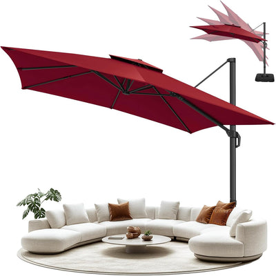 Cobizi Upgraded Patio Cantilever Sun Umbrella With 5 Adjustment Angles, 10'x10', SPC000236