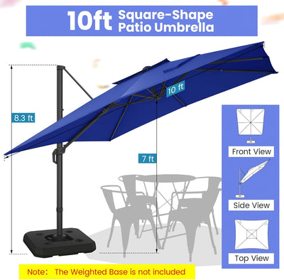 Cobizi Upgraded Patio Cantilever Sun Umbrella With 5 Adjustment Angles, 10'x10', SPC236
