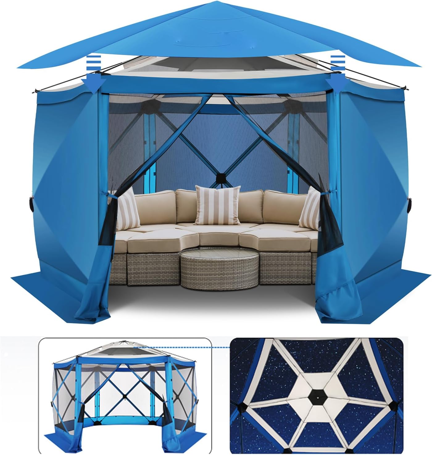 Cobizi 12'x12' Portable Pop-Up Camping Gazebo, Screen Tent with Mosquito Netting SPC185