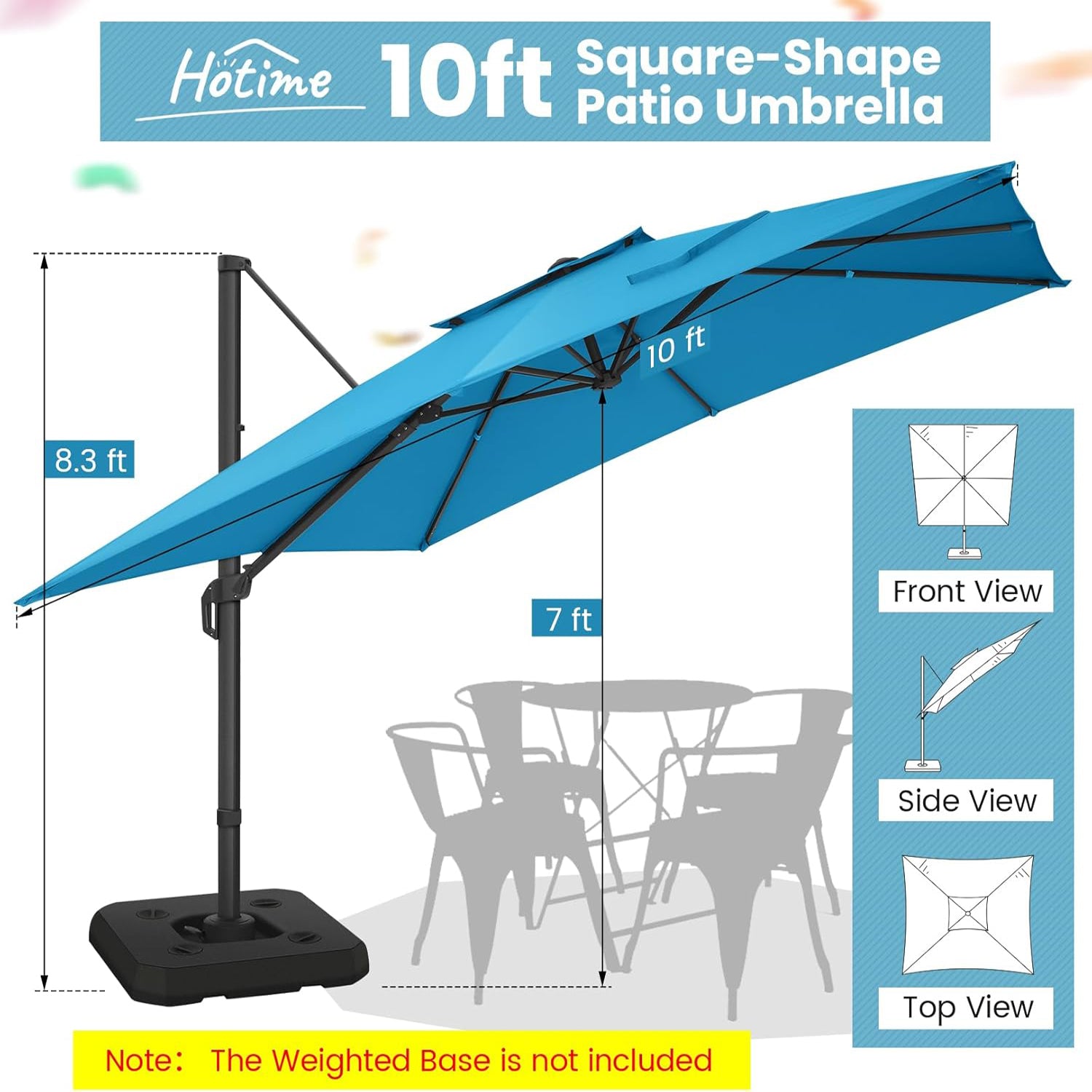 Cobizi Upgraded Patio Cantilever Sun Umbrella With 5 Adjustment Angles, 10'x10', SPC000236
