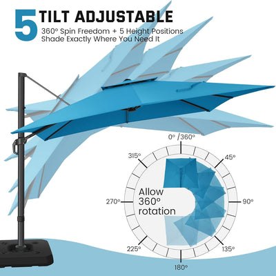 Cobizi Upgraded Patio Cantilever Sun Umbrella With 5 Adjustment Angles, 10'x10', SPC000236