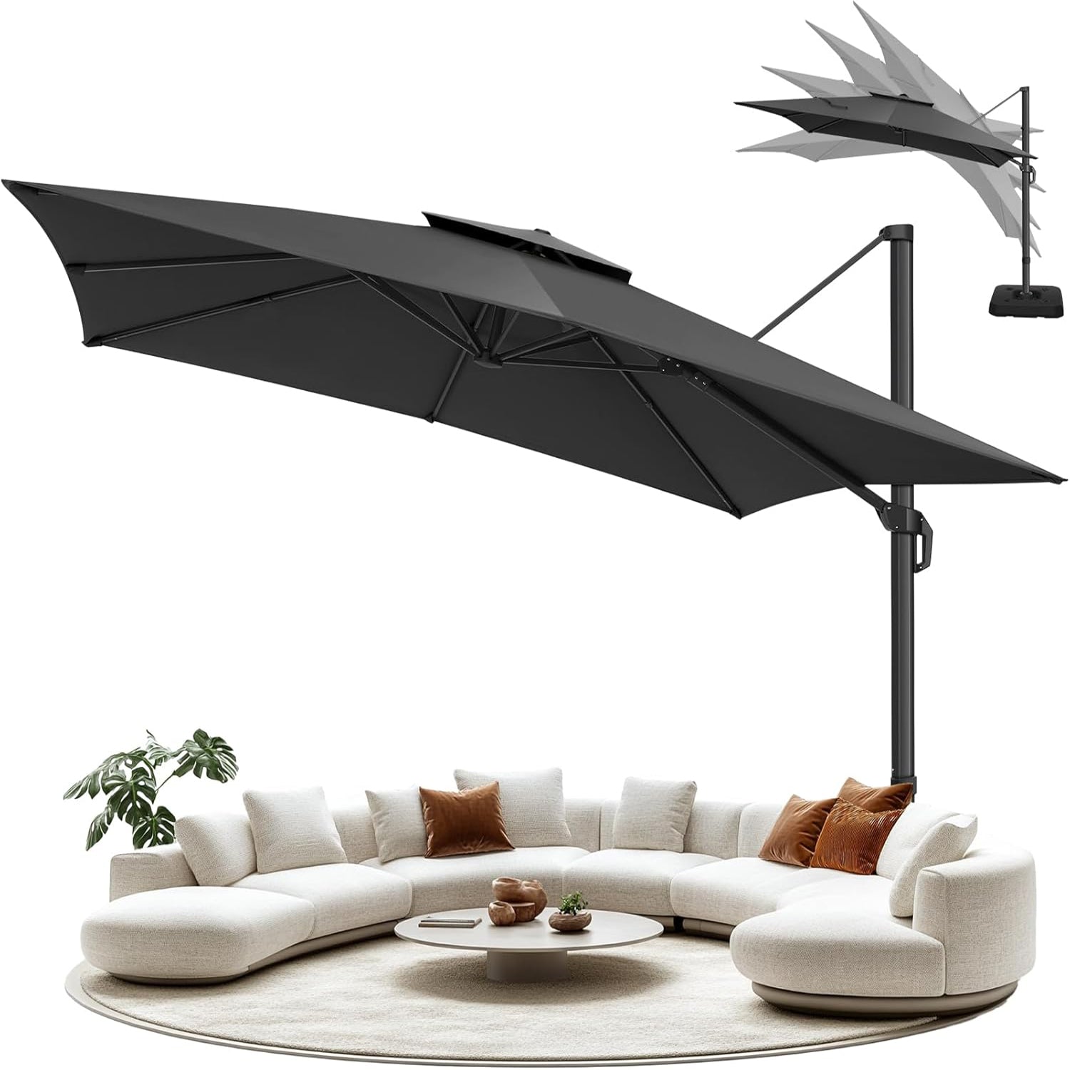 Cobizi Upgraded Patio Cantilever Sun Umbrella With 5 Adjustment Angles, 10'x10', SPC000236