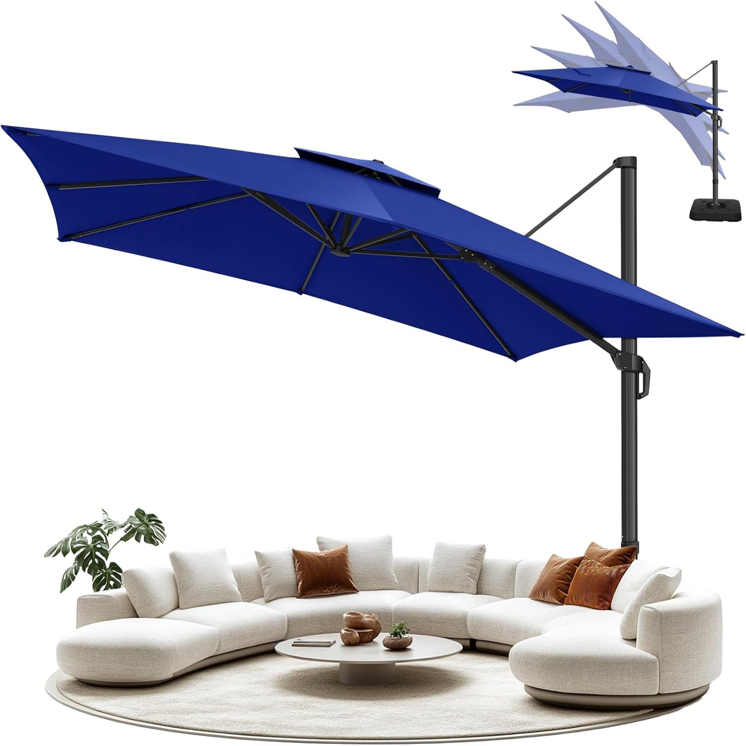 Cobizi Upgraded Patio Cantilever Sun Umbrella With 5 Adjustment Angles, 10'x10', SPC000236