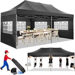 COBIZI 10x20 Pop up Canopy with 6 sidewalls Commercial Heavy Duty Canopy UPF 50+ All Weather Waterproof Outdoor Wedding Party Tents Gazebo with Roller Bag