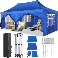 COBIZI 10x20 Canopy Tent with Sidewalls, 3 Adjustable Height Commercial Canopy, Pop Up Party Canopy with 12 Stakes & 6 Ropes,Khaki
