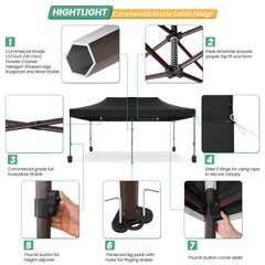 COBIZI 10x20 Pop up Heavy Duty Canopy with 6 Sidewalls,Waterproof Commercial Tent,Outdoor Gazebo for Wedding Party with Wheeled Bag