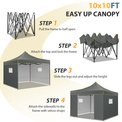 HOTEEL Canopy Tent 10x10 Pop Up Canopy, Outdoor Easy Up Canopy With Sidewalls, Portable Event Tent for Backyard, Parties, Camping, Commercial