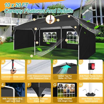 Cobizi 10'x20' Instant Pop Up Canopy With One Push Central Button Air Vent & Reflective Strip SPC142