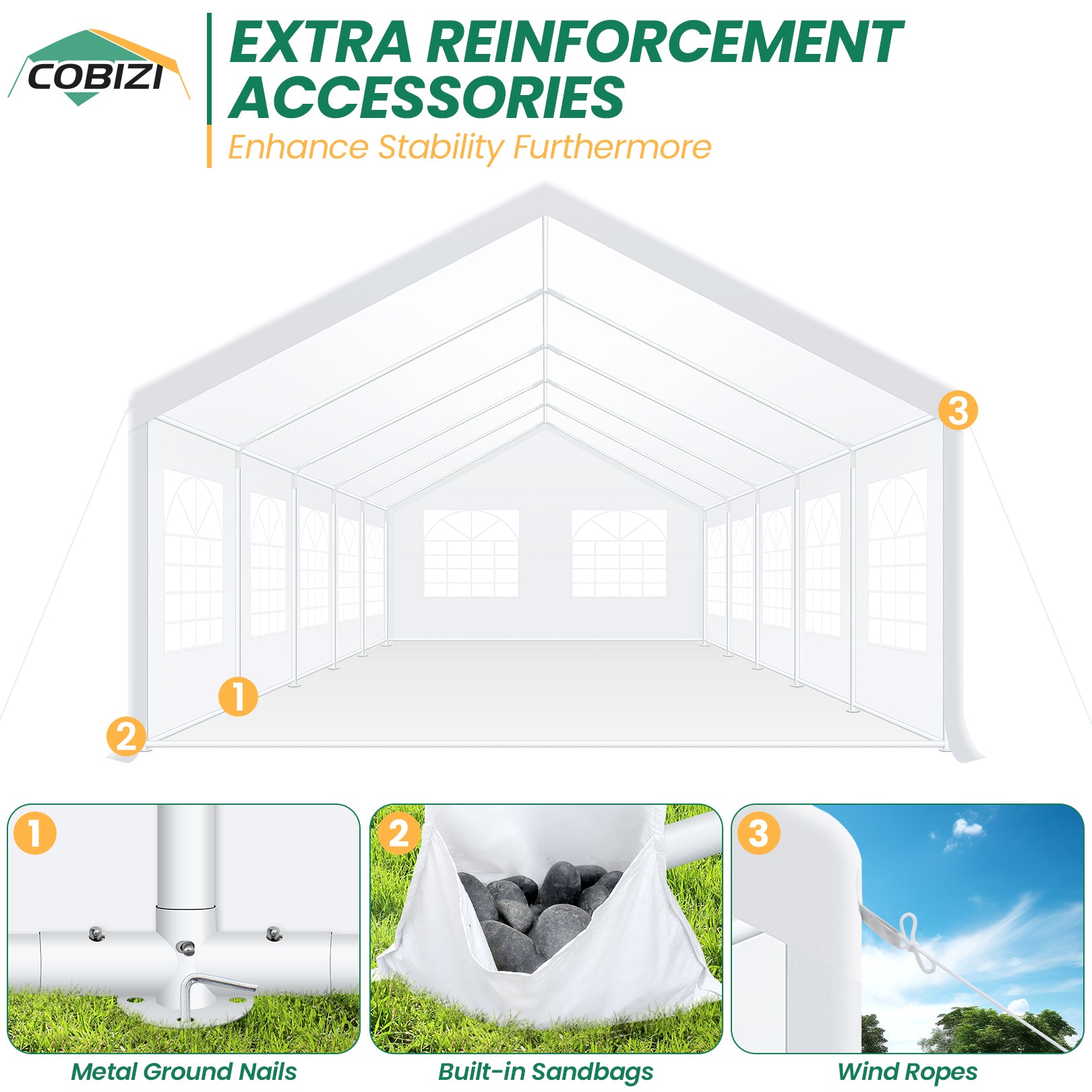 HOTEEL 16'x32' Heavy Duty Party Tent, Wedding Tent, Event Tents, Carport Event Tent with 8 Removable Sidewalls, Outdoor Canopy with Built-in Sandbag, UV50+, Big Tent For Party, Waterproof, White