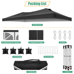 COBIZI 10' x 20' pop-up patio umbrella with side walls, waterproof canopy tent with reinforced poles, easy to set up, includes sandbags, suitable for backyards, camping, weddings, and more