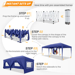 COBIZI 10x20 Pop Up Canopy Tent Heavy Duty with 6 Removable Sidewalls, Commercial Heavy Duty Pop Up Tent for Parties All Weather Waterproof and UV 50+ Wedding Tent with Roller Bag(Legs Upgraded)