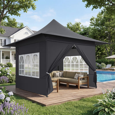 Hoteel 13x13 Pop up Canopy with 4 Removable Sidewalls, Outdoor Canopy Tents for Parties Wedding, High Stability, Instant Sun Protection Shelter with Upgrade Raised Roof and Carry Bag